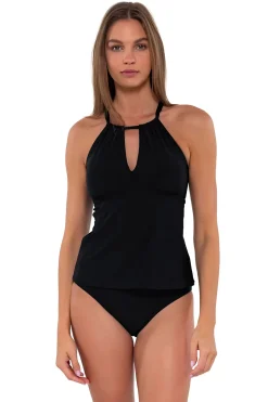Mia High Neck X-Back Tankini Top
