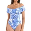 Off Shoulder Ruffle One Piece Swimsuit