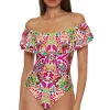 Off The Shoulder Ruffle One Piece Swimsuit