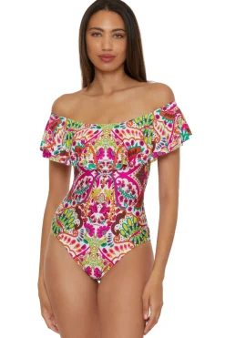 Off The Shoulder Ruffle One Piece Swimsuit