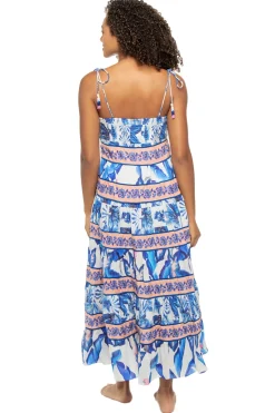 Off-White Blue Foliage Midi Dress