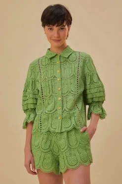 Pineapple Eyelet Green Shorts