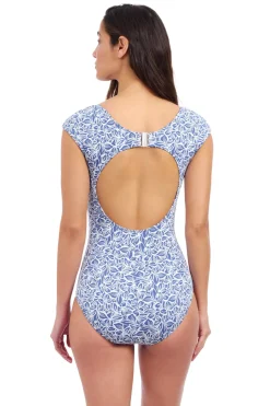 Plumeria Textured One Piece Swimsuit