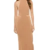 Rib Halter Cut Away Midi Dress