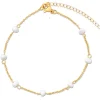 Rosette Pearl Chain Anklet