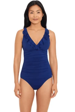 Ruffle Over The Shoulder One Piece Swimsuit