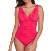 Ruffle Over The Shoulder One Piece Swimsuit
