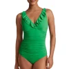 Ruffle Over The Shoulder One Piece Swimsuit