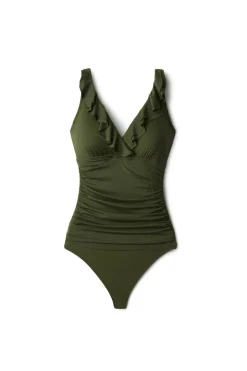 Ruffle Over The Shoulder One Piece Swimsuit