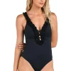 Ruffled Plunge One Piece Swimsuit