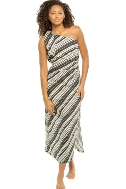 Sara Linen Asymmetrical Midi Dress