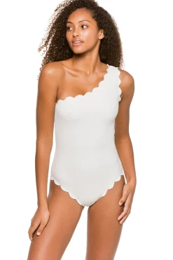Scallop Asymmetrical One Piece Swimsuit