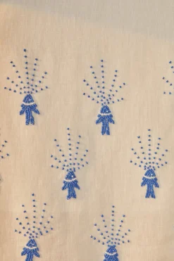 Sea of Fish Embroidered Linen Maxi Dress