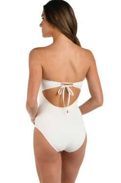 Shirred Bandeau One Piece Swimsuit