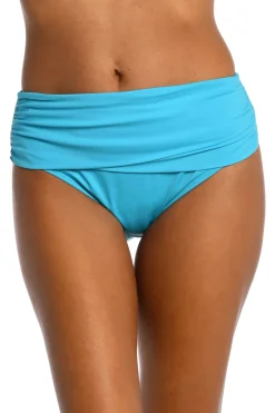 Shirred Sash Front High Waist Bikini Bottom
