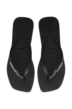 Square Metallic Flip Flops