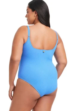 Square Neck Ribbed One Piece Swimsuit