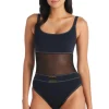 Stitched Mesh One Piece Swimsuit