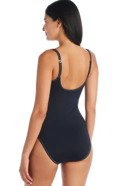 Stitched Mesh One Piece Swimsuit