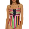 Stripe Bandeau One Piece Swimsuit