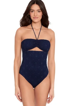 Textured Bandeau One Piece Swimsuit