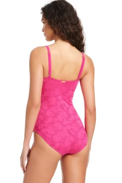 Textured One Piece Swimsuit