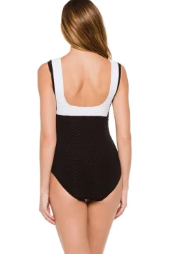 Textured One Piece Swimsuit