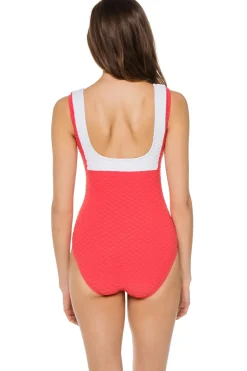 Textured One Piece Swimsuit