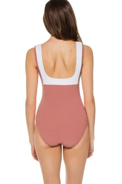 Textured One Piece Swimsuit