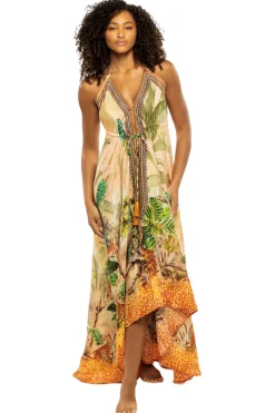 Tropical Scenario Halter Maxi Dress