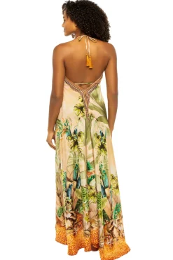 Tropical Scenario Halter Maxi Dress