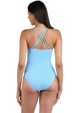 Underwire Lace Up One Piece Swimsuit
